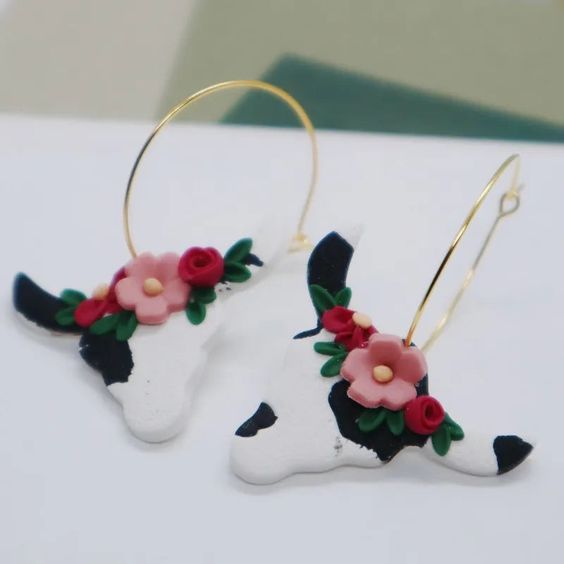 Cow Clay Earrings