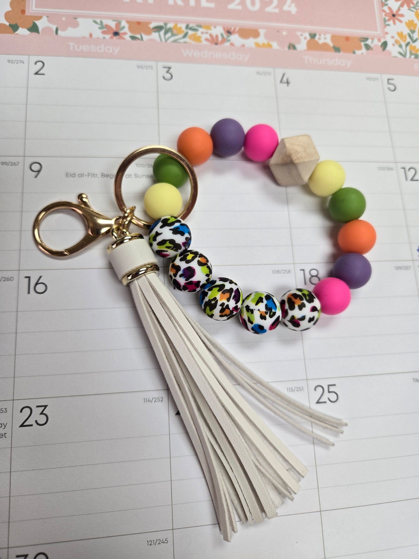 Lisa Frank Inspired Silicone Bead Keychain