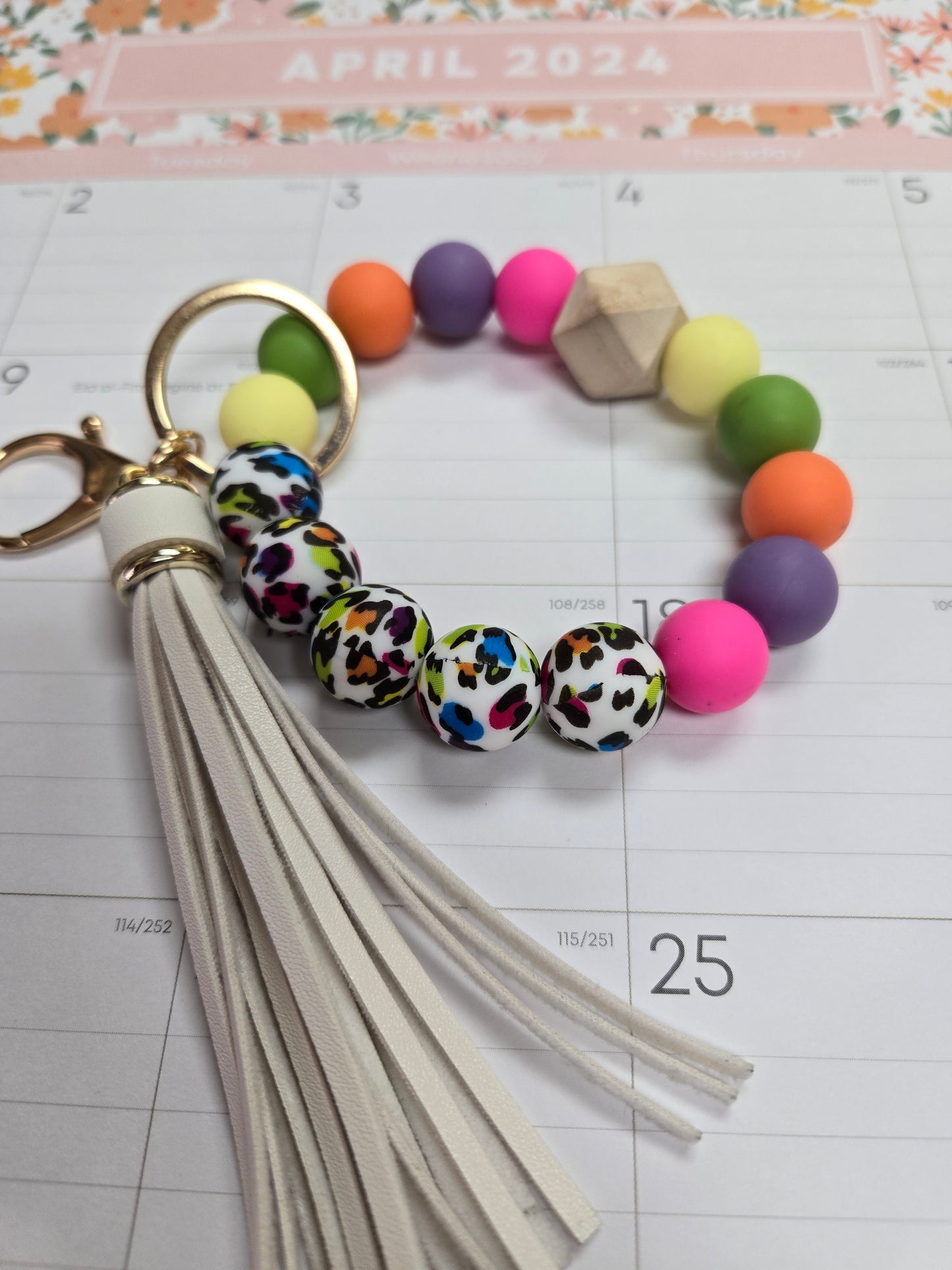 Lisa Frank Inspired Silicone Bead Keychain