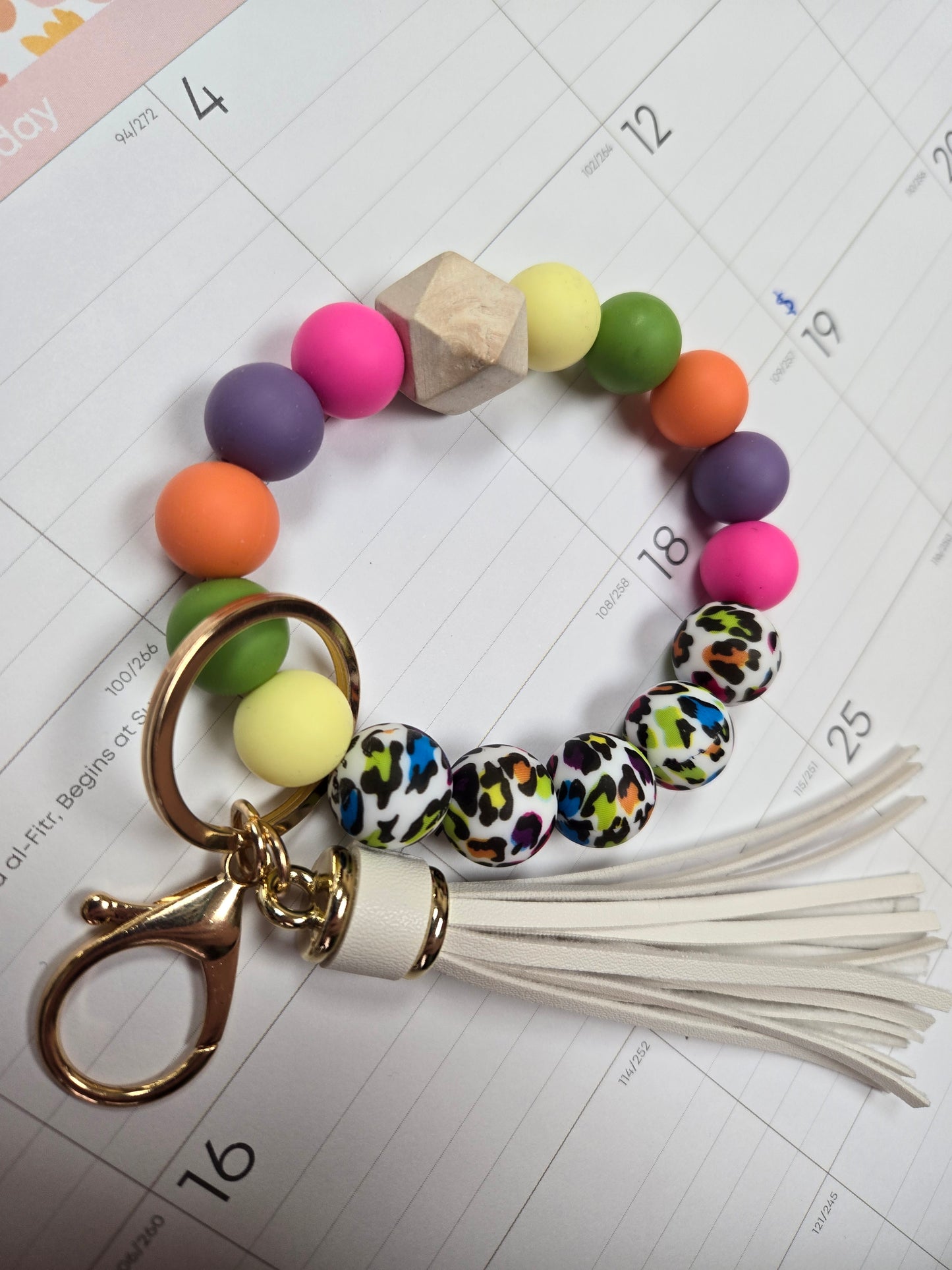 Lisa Frank Inspired Silicone Bead Keychain