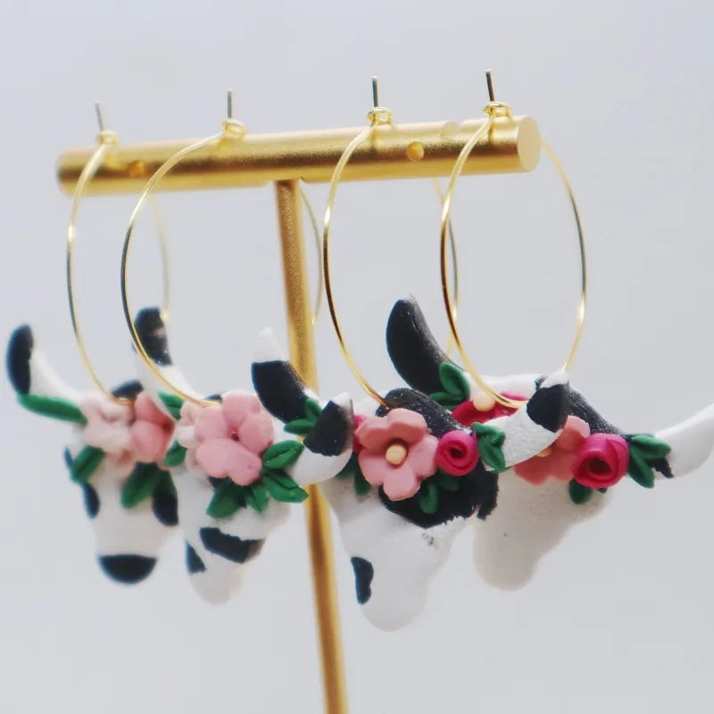 Cow Clay Earrings
