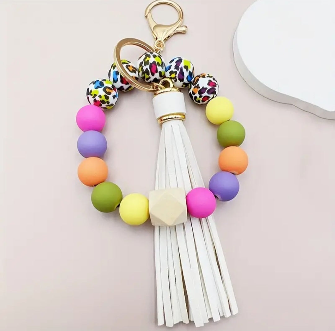 Lisa Frank Inspired Silicone Bead Keychain