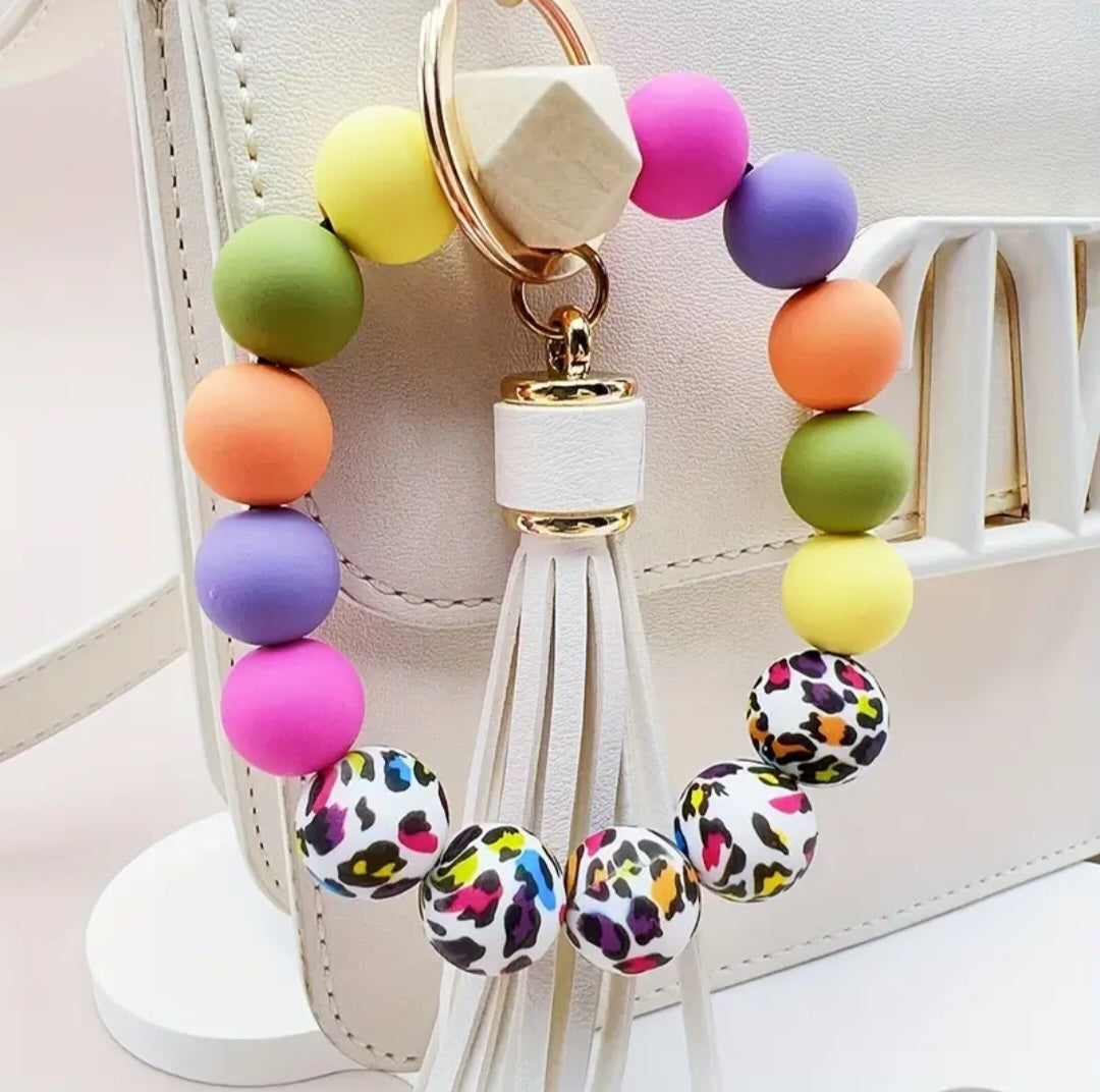 Lisa Frank Inspired Silicone Bead Keychain