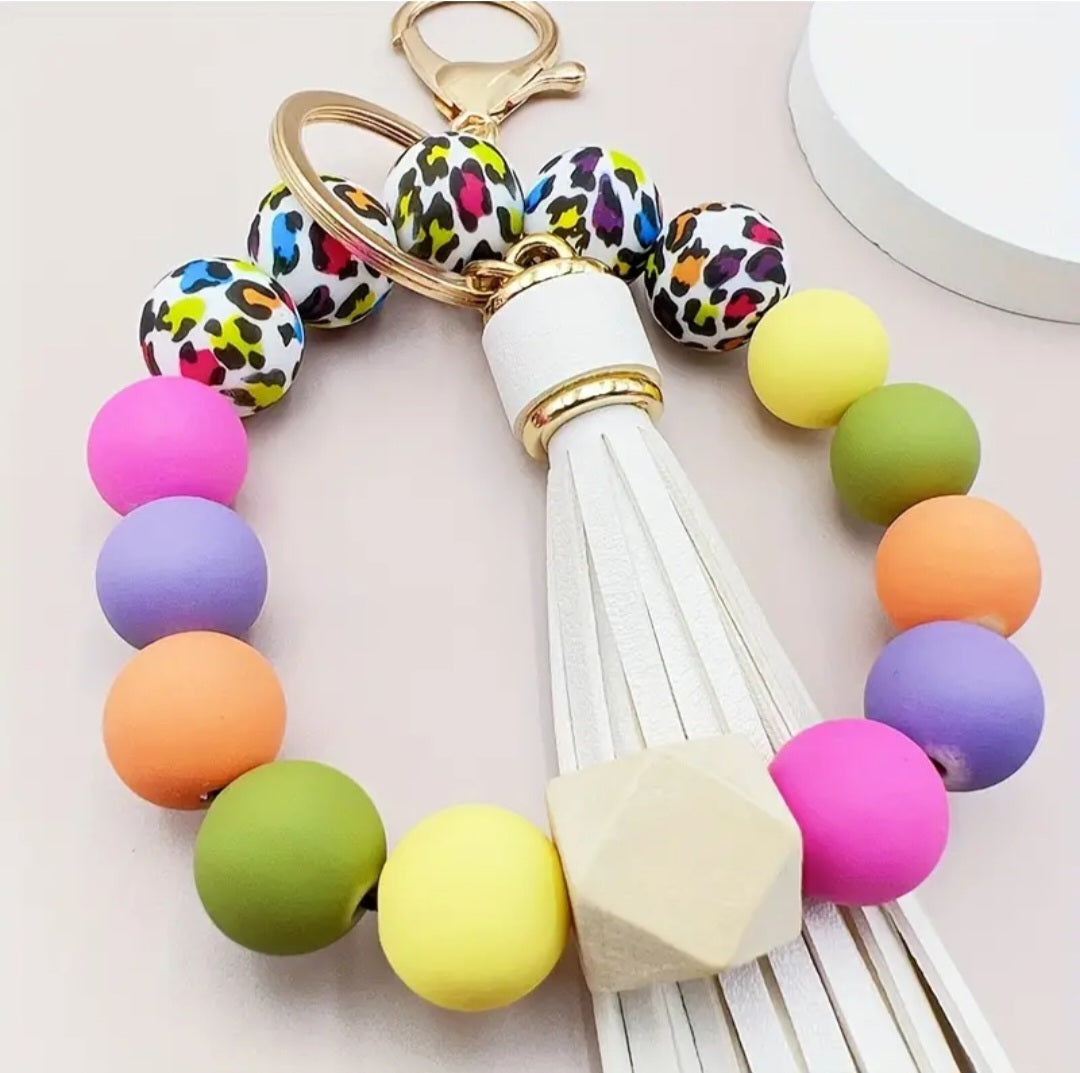 Lisa Frank Inspired Silicone Bead Keychain