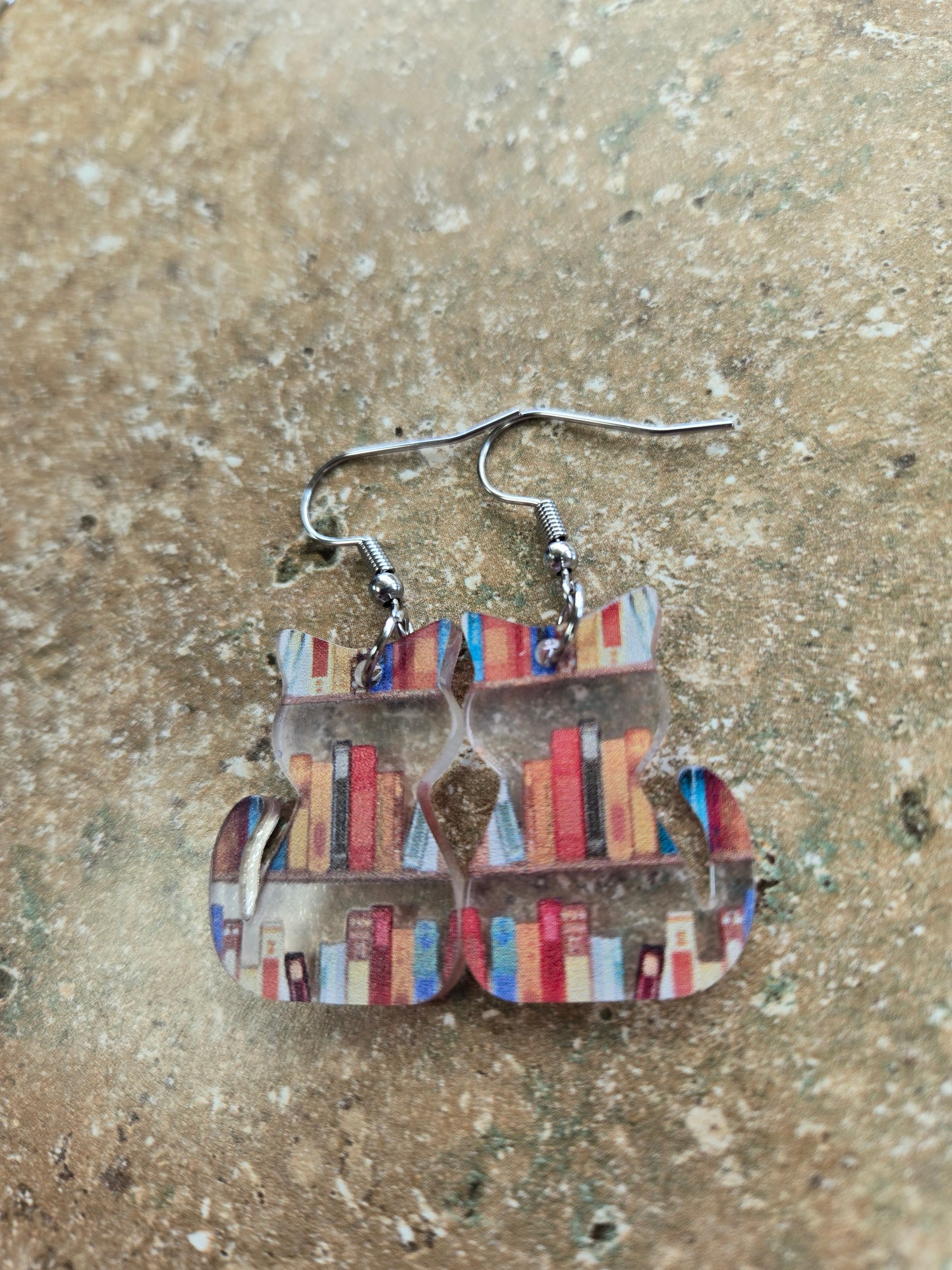 Book Cat Earrings