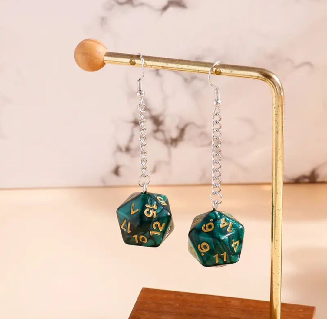 Green Dice Earrings