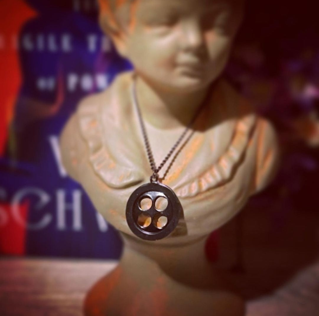 Black Button Necklace