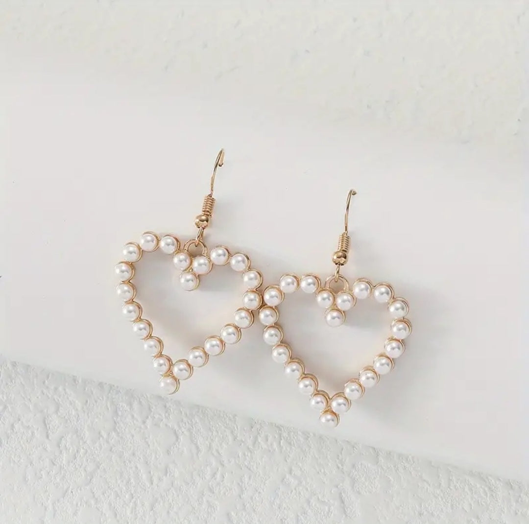 Pearl Heart Earrings