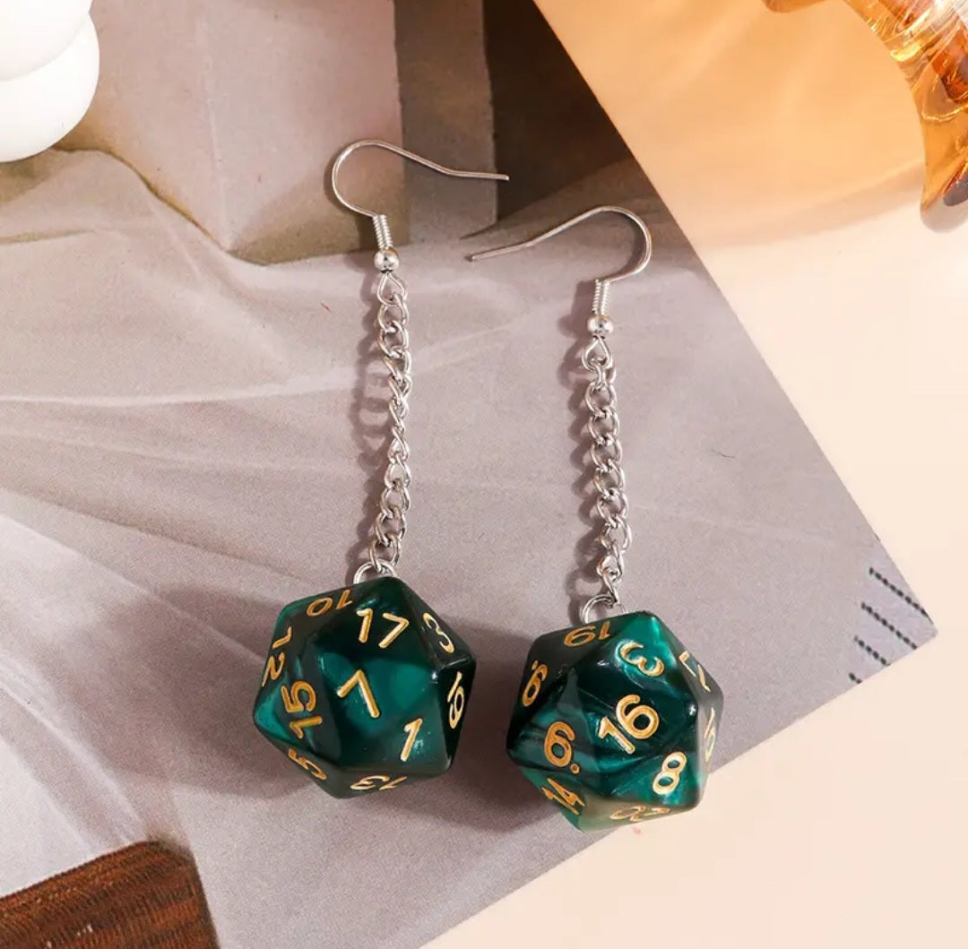 Green Dice Earrings