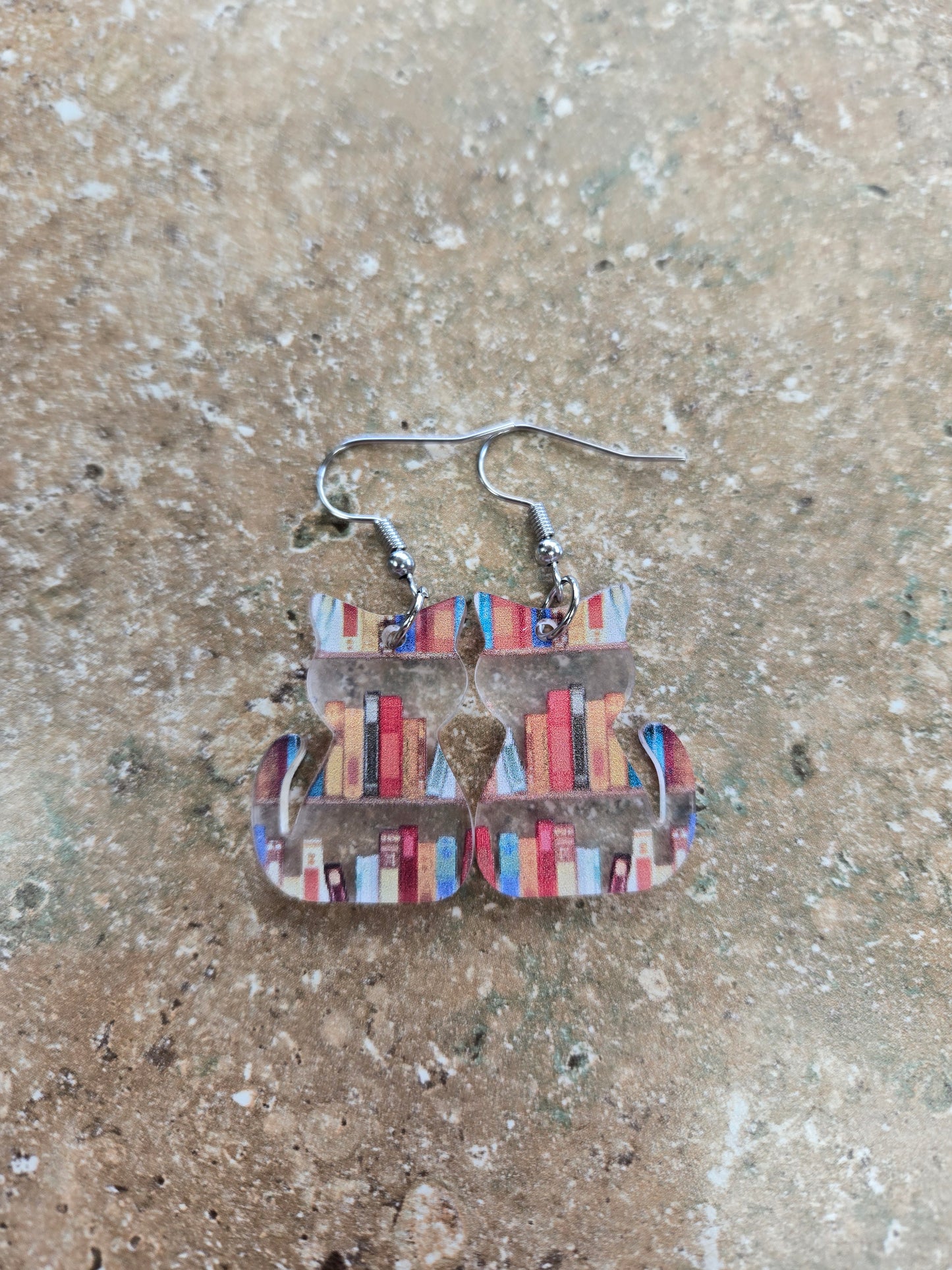 Book Cat Earrings