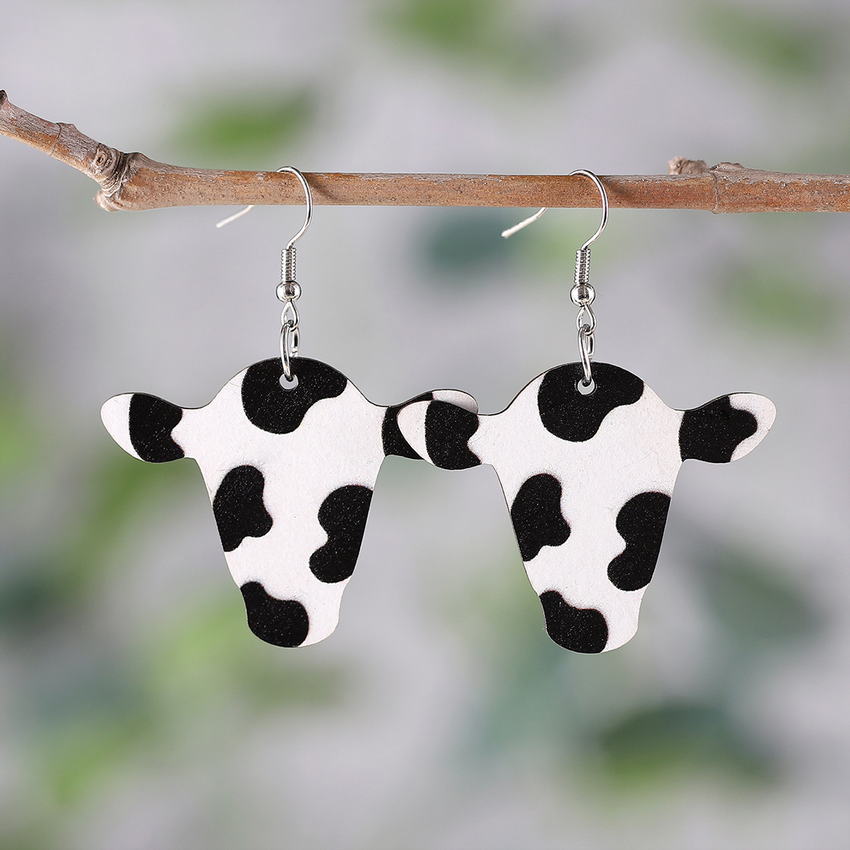 Cow Wood Earrings