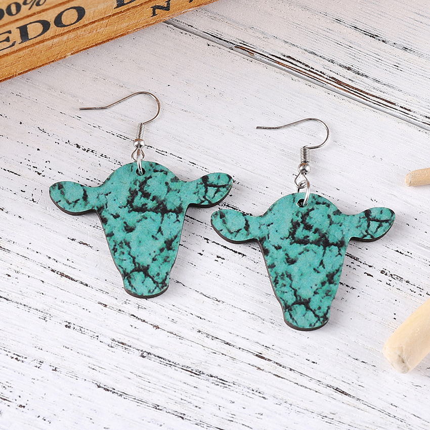 Cow Wood Earrings
