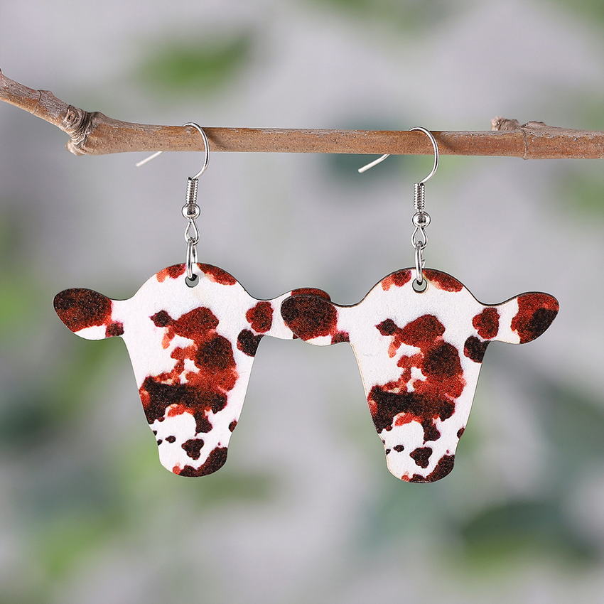 Cow Wood Earrings
