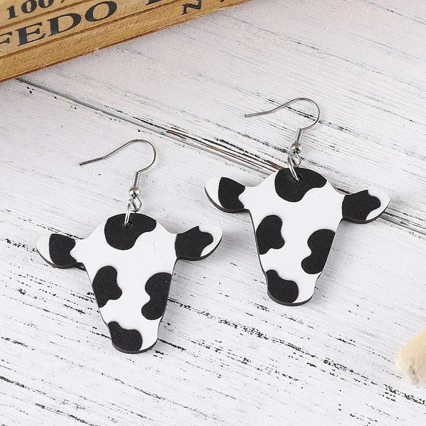 Cow Wood Earrings