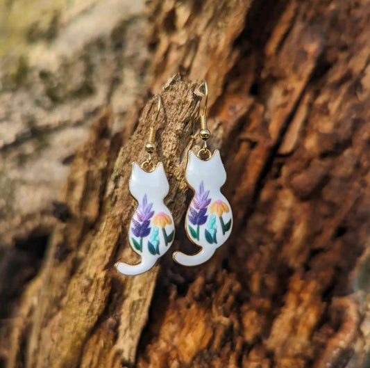 Enamel Cat Earrings