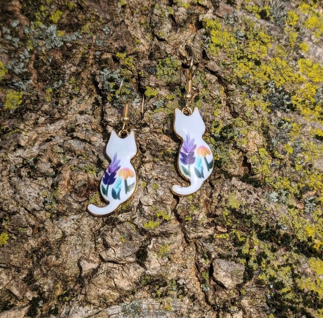Enamel Cat Earrings