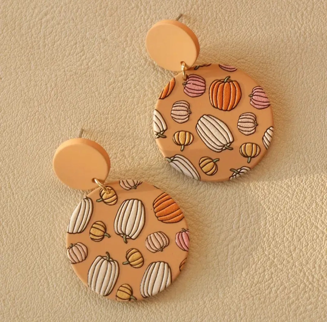 3D Pumpkin Clay Earrings