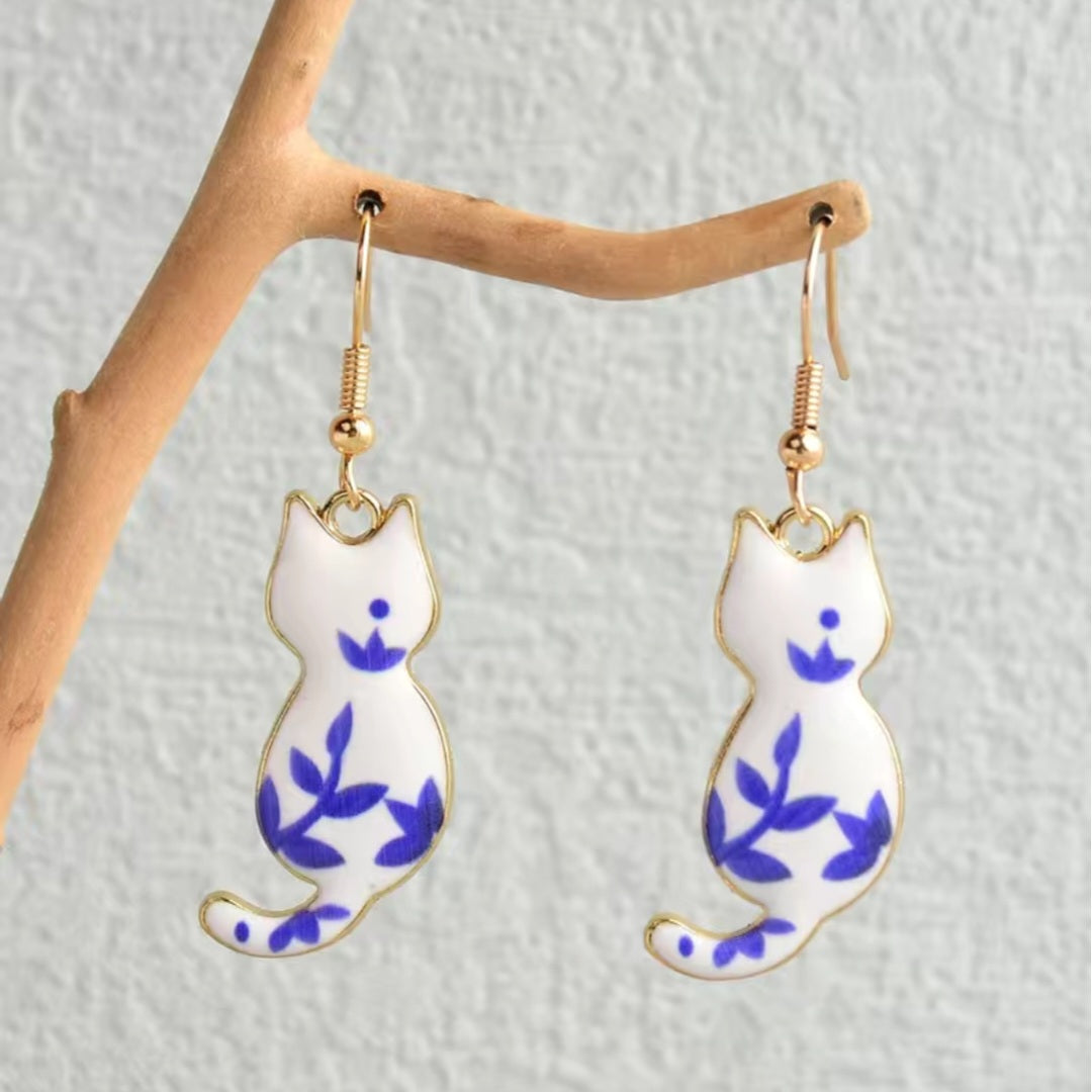 Enamel Cat Earrings