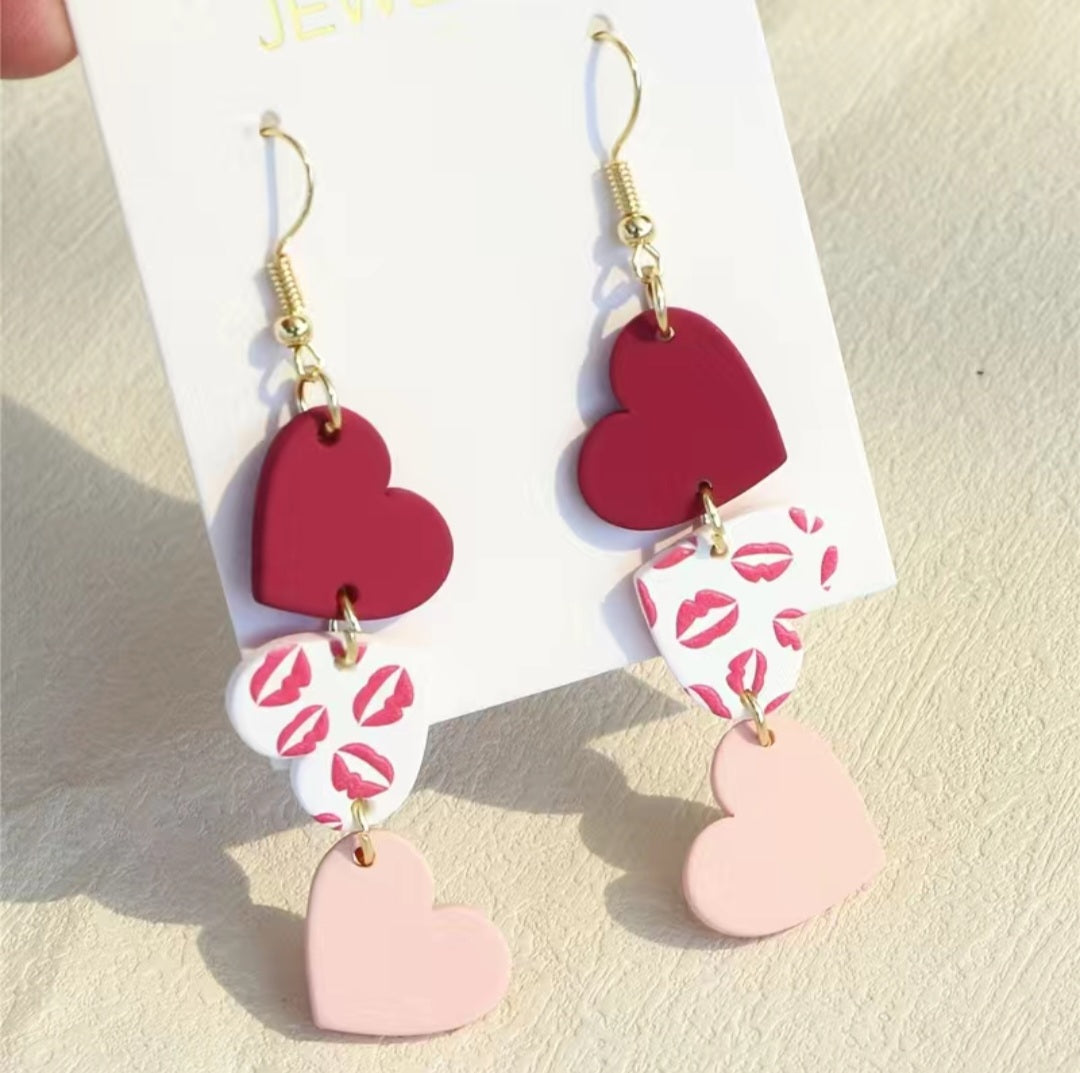 Kissy Heart Clay Earrings