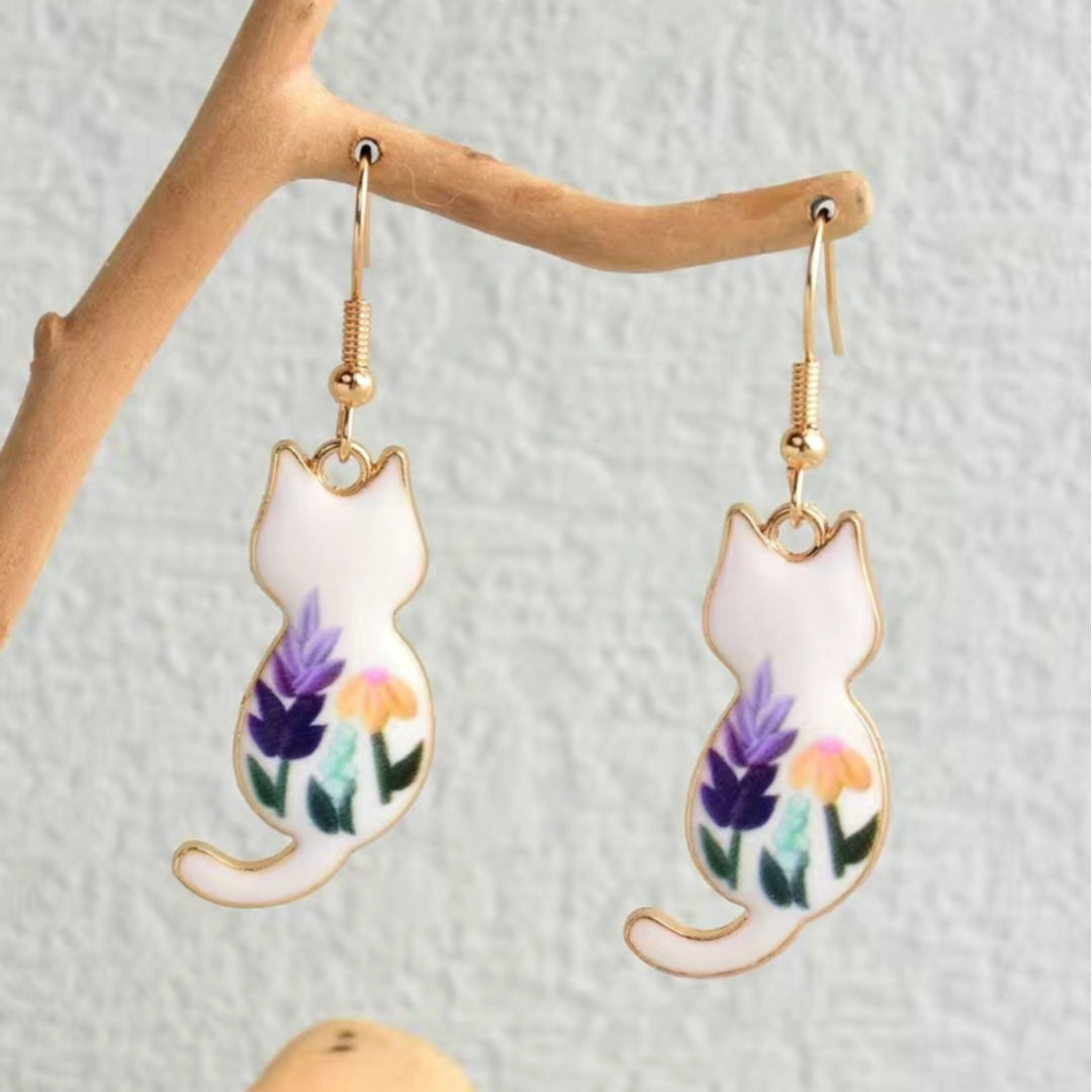 Enamel Cat Earrings