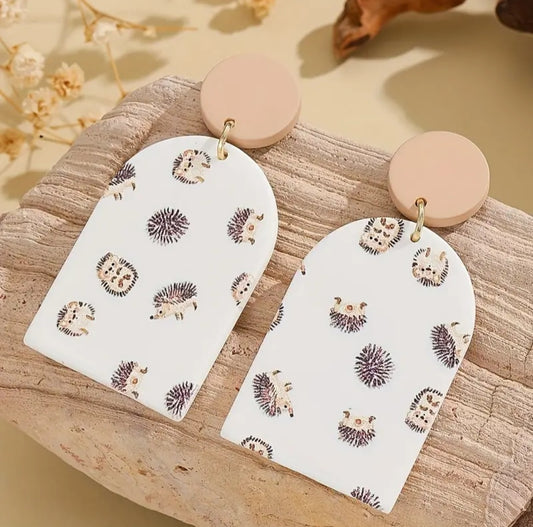 Hedgehog Clay Earrings
