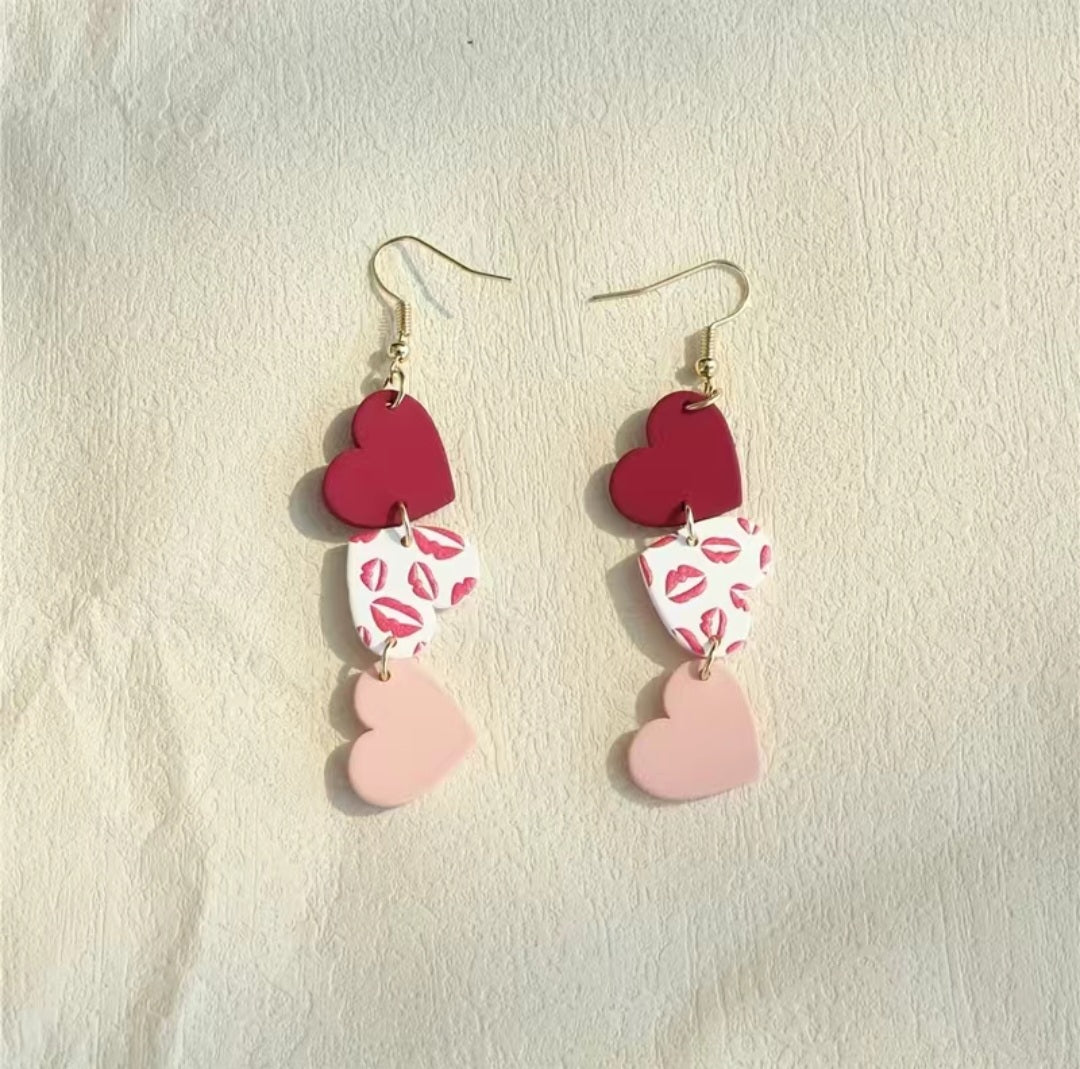 Kissy Heart Clay Earrings