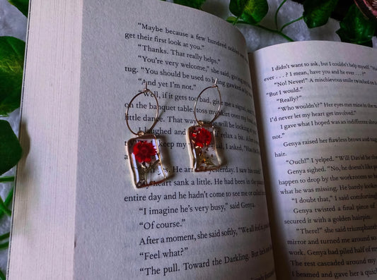 Red Pressed Flowers Earrings
