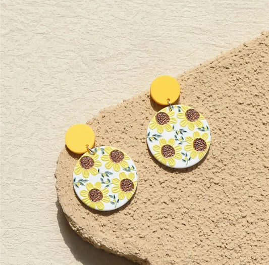 Sunflower Print Earrings
