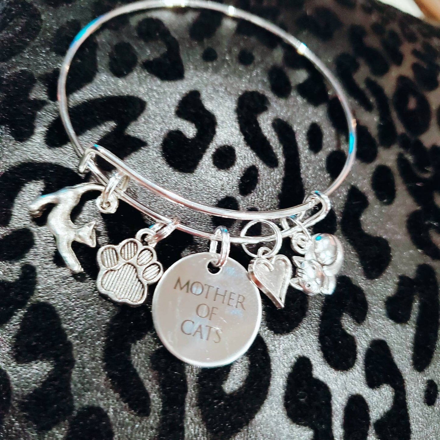 Mother of Cats Adjustable Charm Bangle