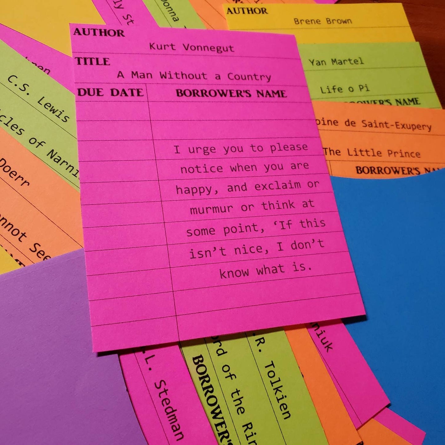 Library Card Bookmarks